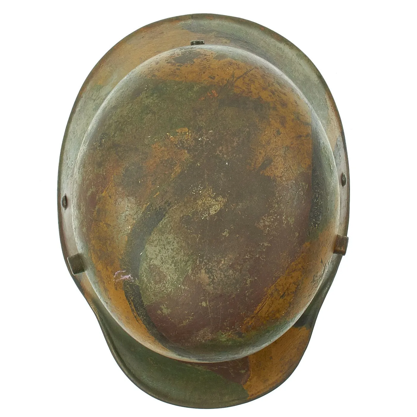 Original Imperial German WWI M16 Stahlhelm Helmet Shell with Panel Camouflage Paint - marked Si.66