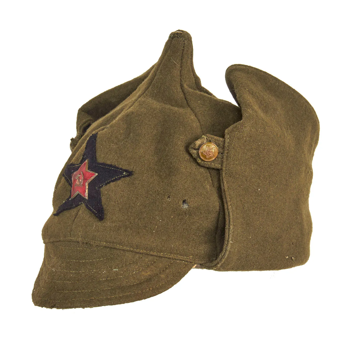 Original Soviet WWII M27 Budenovka Winter Cap