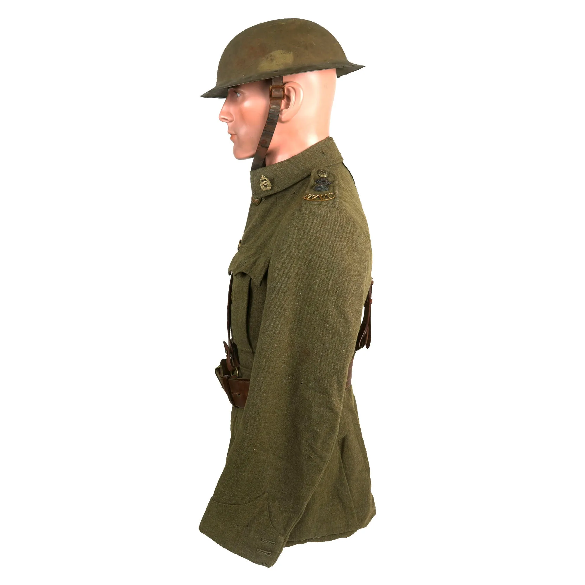 Original WWI ANZAC New Zealand Veterinary Corps Officer’s Uniform, Helmet & Overcoat Grouping - Astoundingly Rare