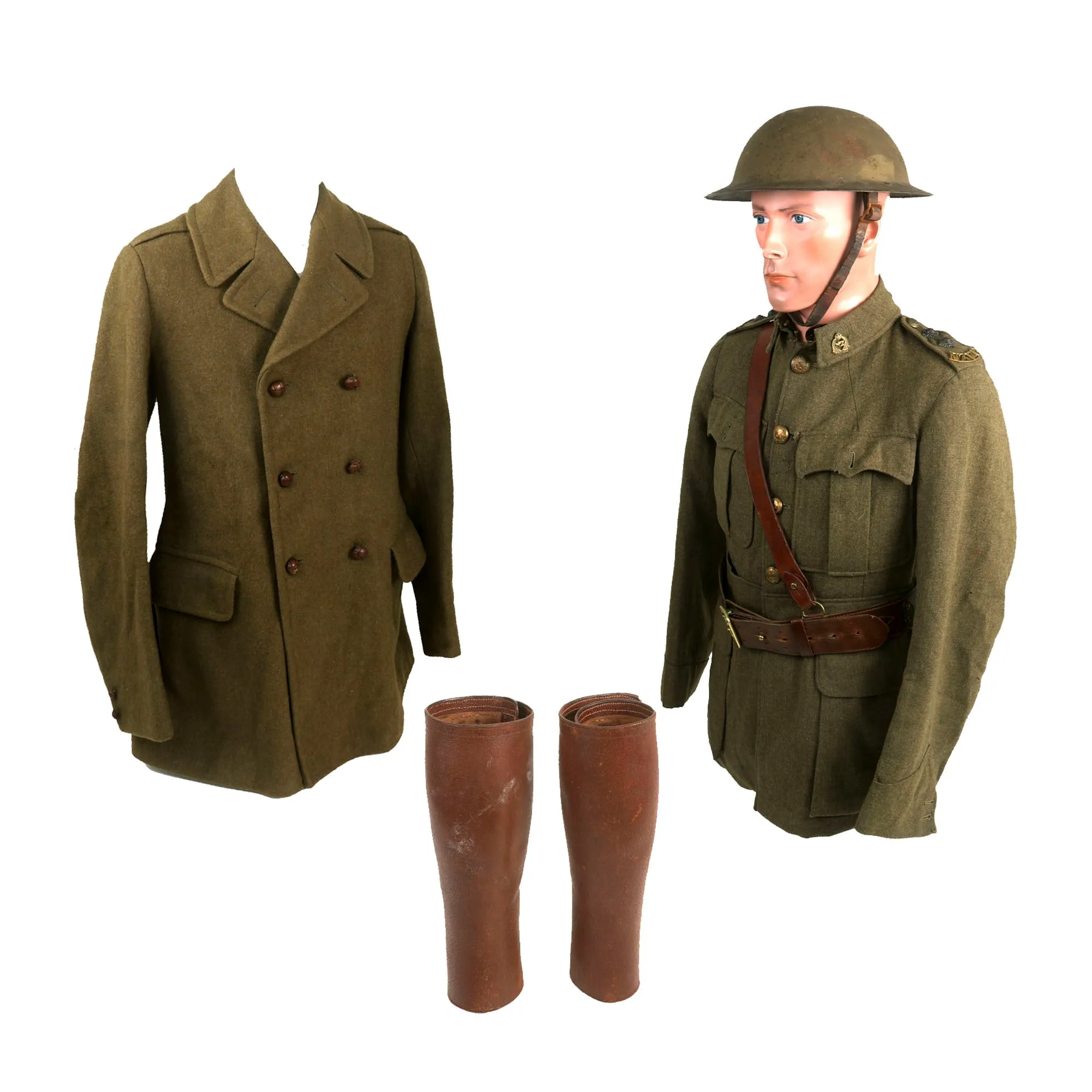 Original WWI ANZAC New Zealand Veterinary Corps Officer’s Uniform, Helmet & Overcoat Grouping - Astoundingly Rare