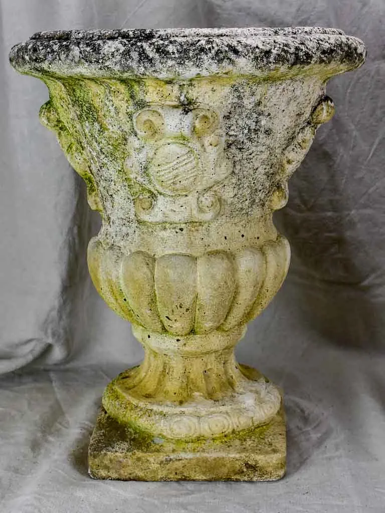 Pair of 1940's French Medici urns with coat of arms