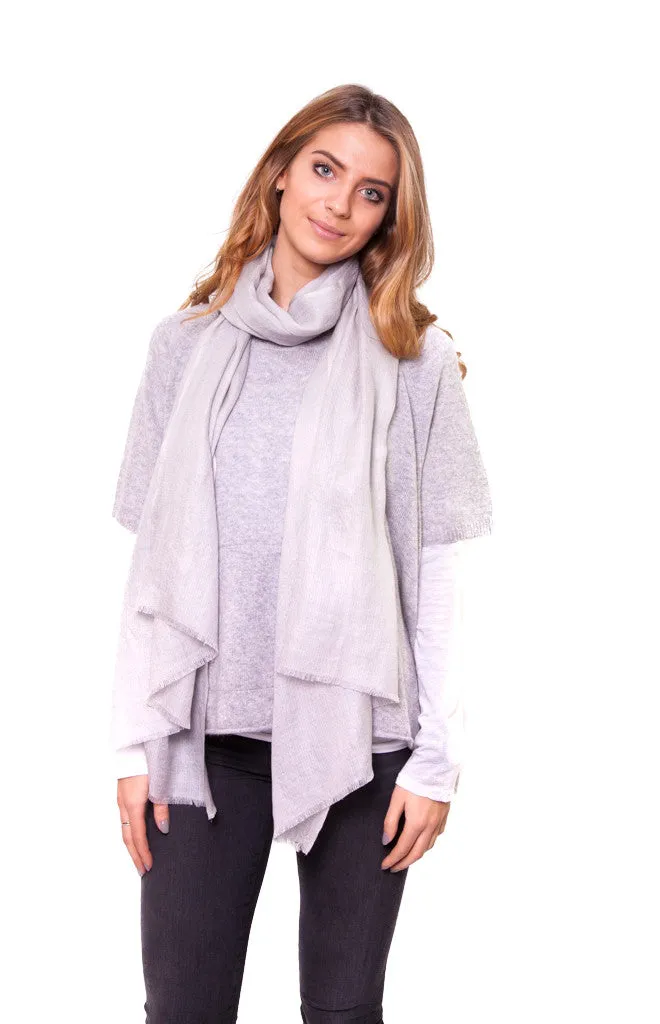 Pale Silver Grey Full Cashmere Scarf