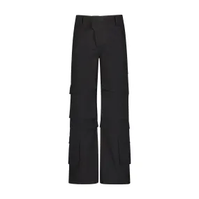 Panelled hard cotton cargo trousers - Black