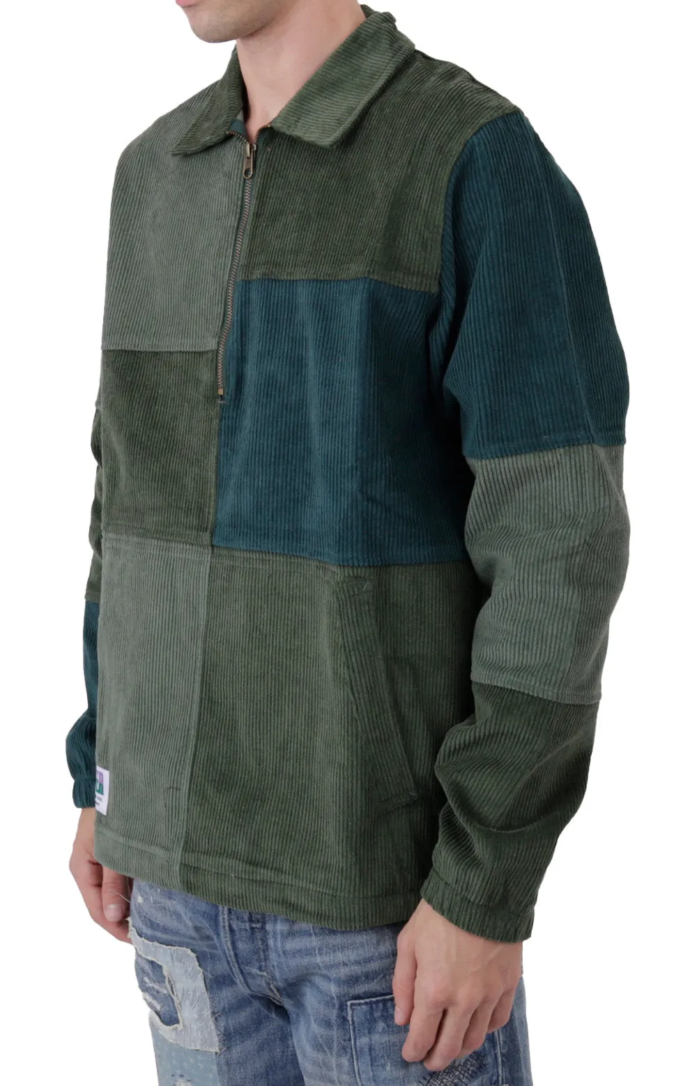 Patchwork Corduroy Pullover - Folliage