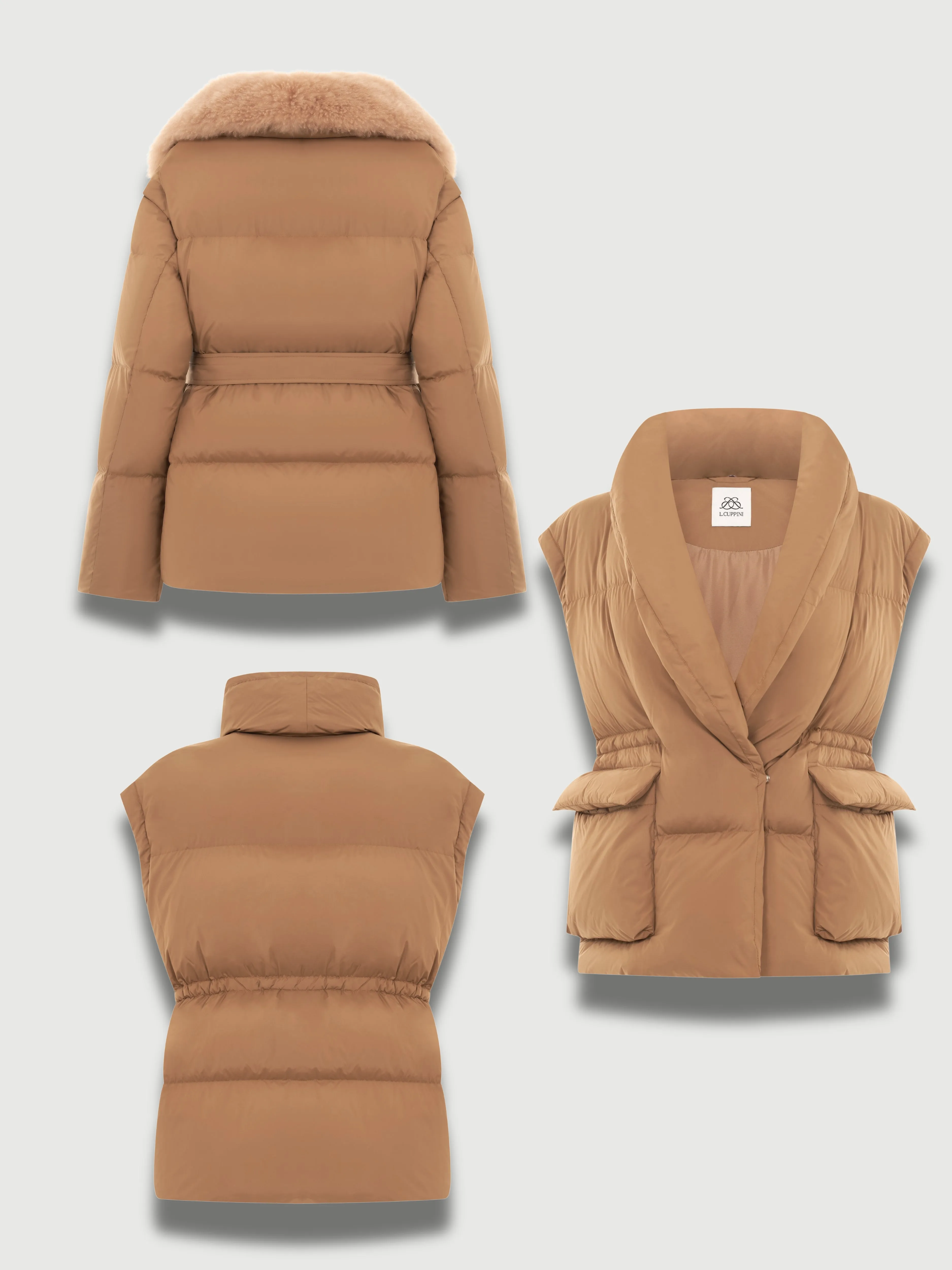 Penelope Puffer Jacket and Vest Golden