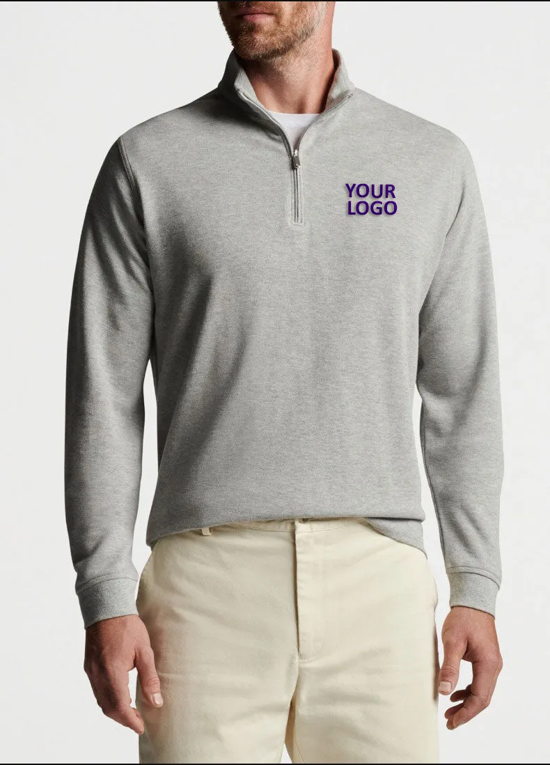 Peter Millar Crown Comfort Custom Quarter Zips, Light Grey