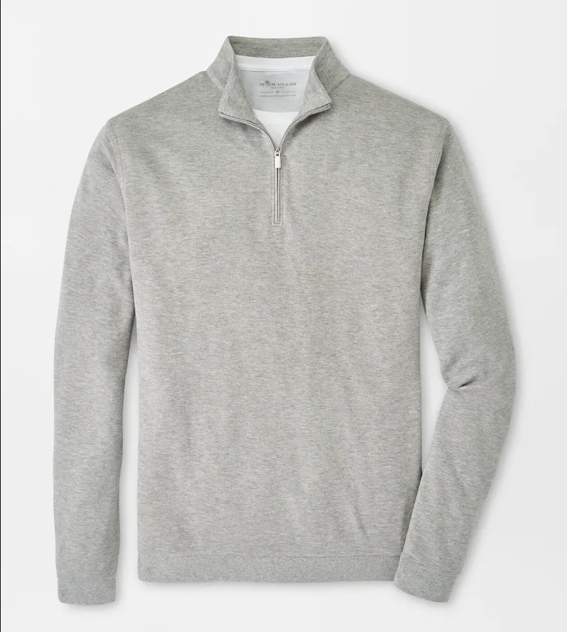 Peter Millar Crown Comfort Custom Quarter Zips, Light Grey