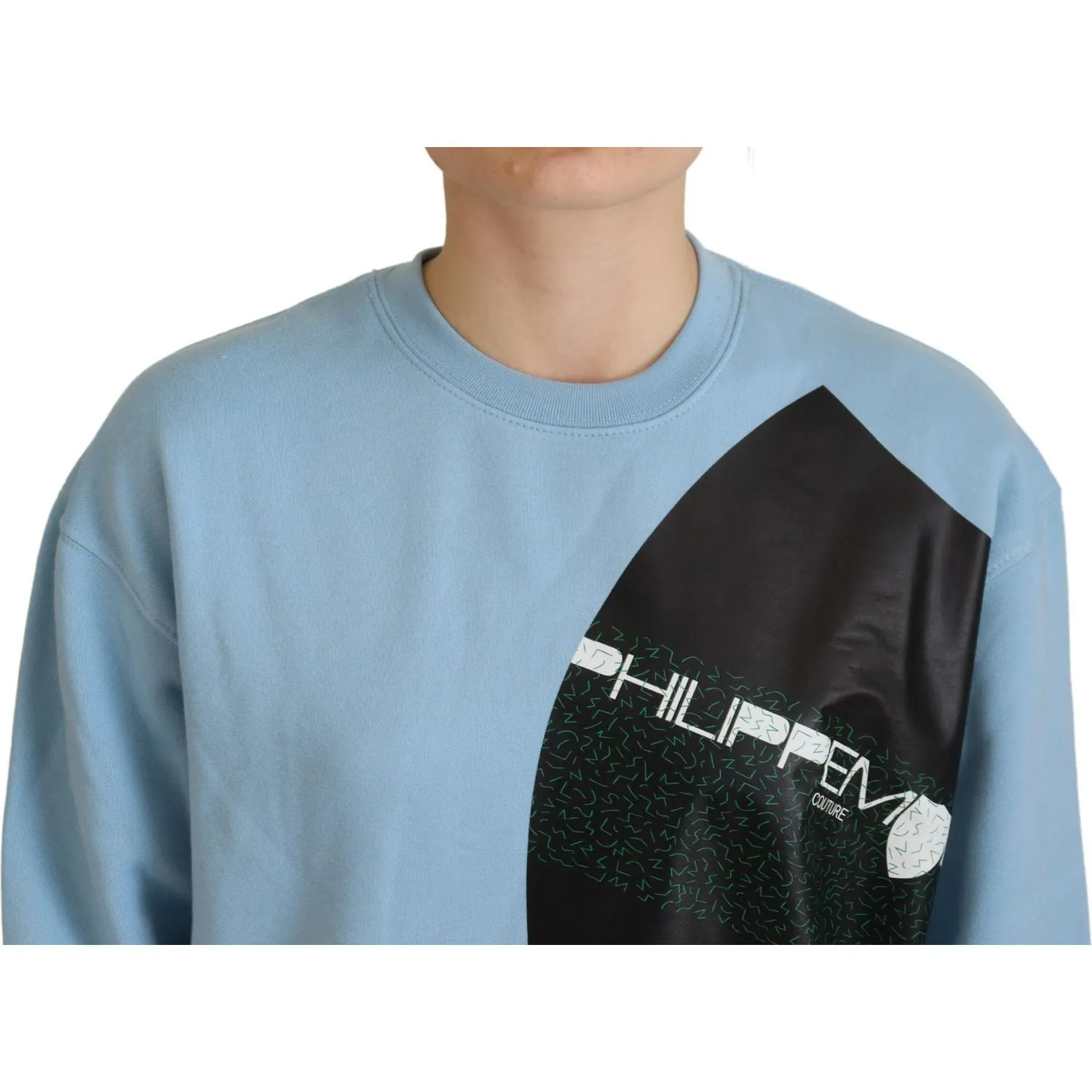 Philippe Model Elegant Light Blue Cotton Pullover Sweater