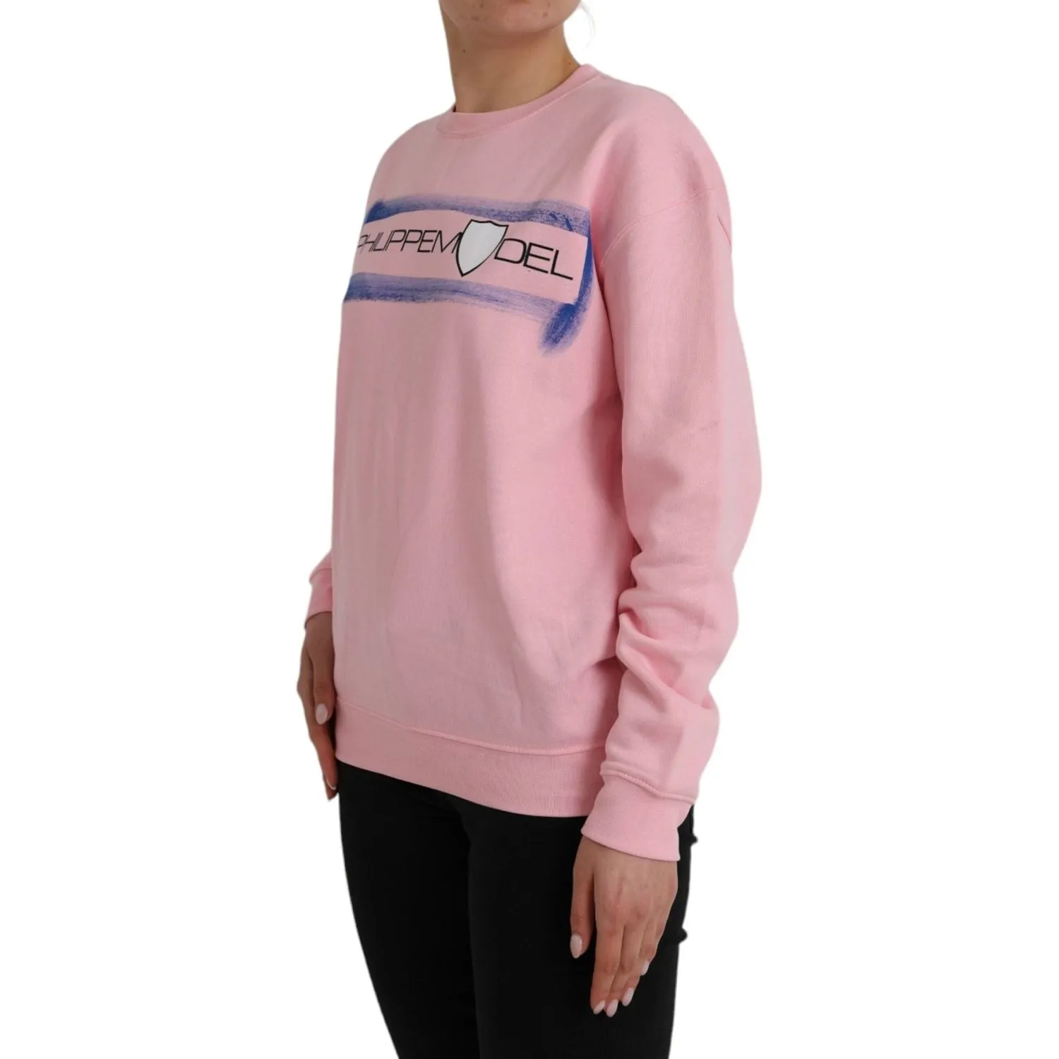 Philippe Model Pink Cotton Logo Print Long Sleeves Pullover Sweater