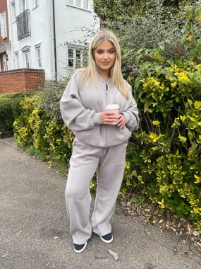 Piper Curve Silver Grey Cropped Jacket Tracksuit