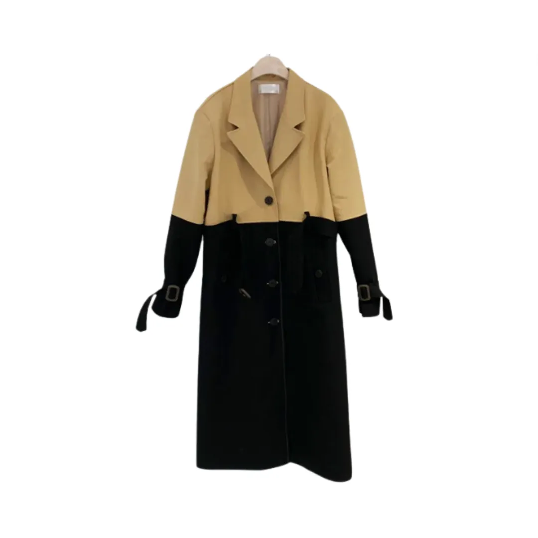 Pre Order: Vintage Splicing Belted Waist Midi Trench Coat