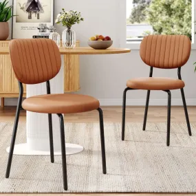 Premium Leathaire Dining Chair Set, Metal Legs, Anti-Slip