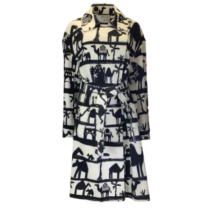 Prune Goldschmidt Ivory / Black Camel Print Cotton Trench Coat