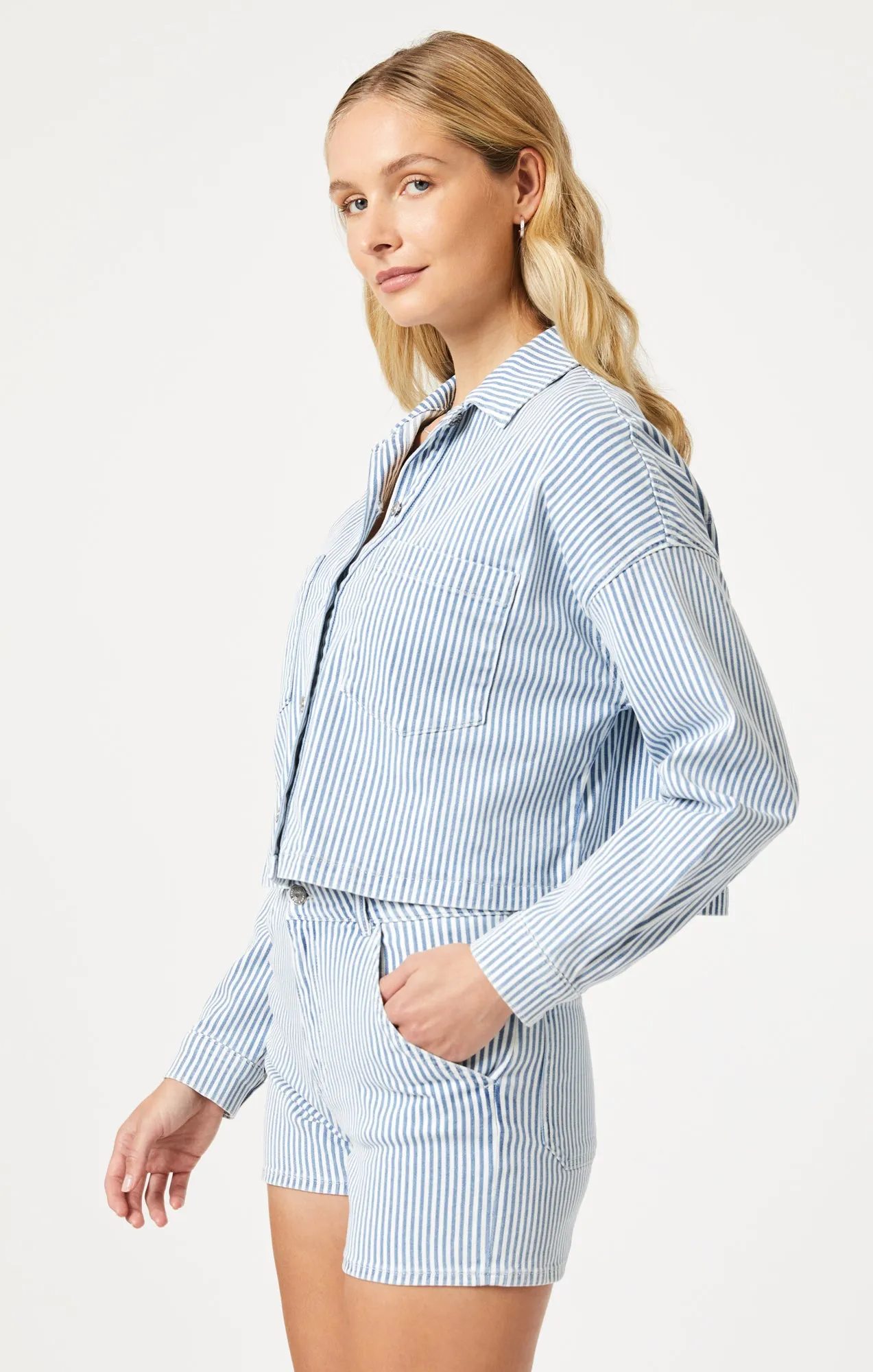 RAYNA SHIRT IN STRIPE DENIM