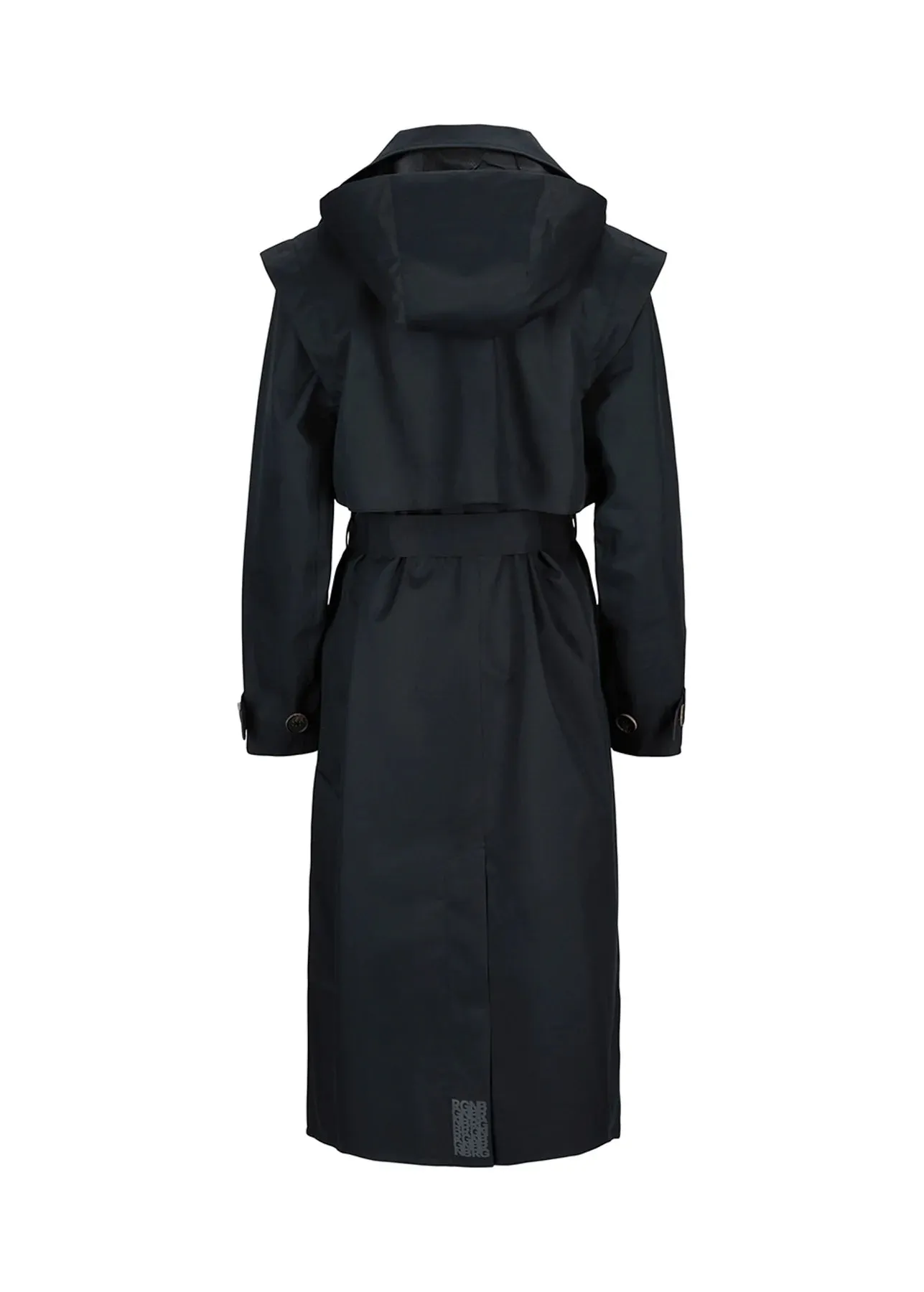 Regndrape waterproof black trench coat