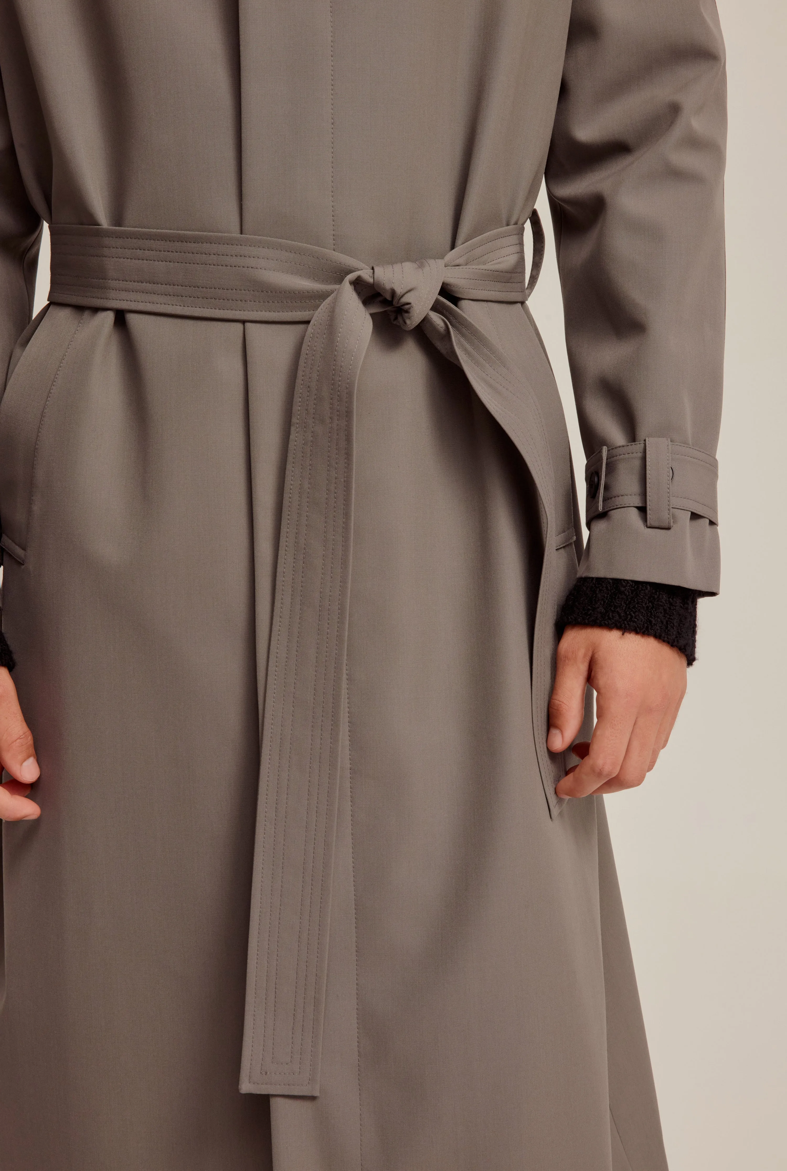 Relaxed Wool Silk Trench Coat - Gunmetal