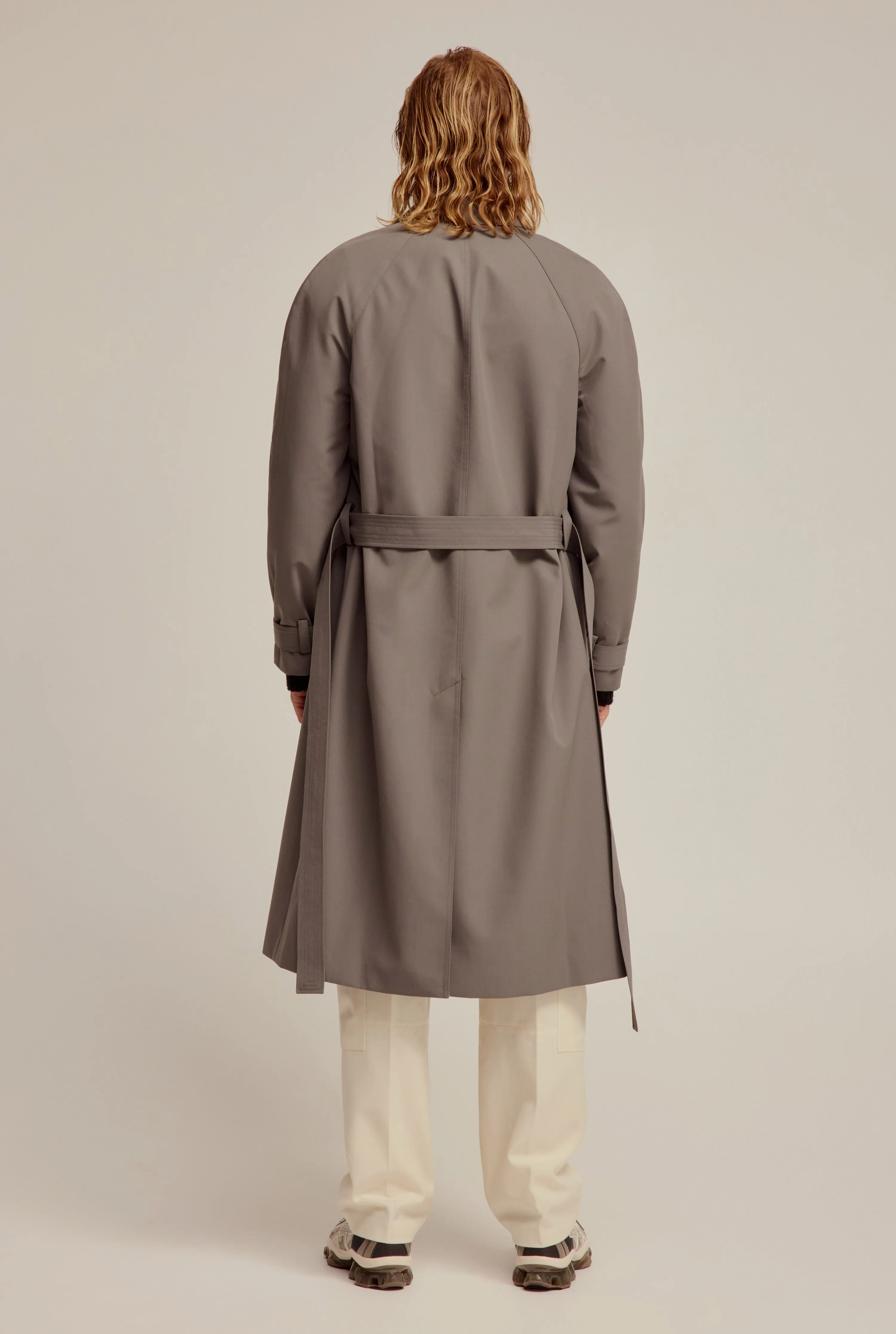 Relaxed Wool Silk Trench Coat - Gunmetal