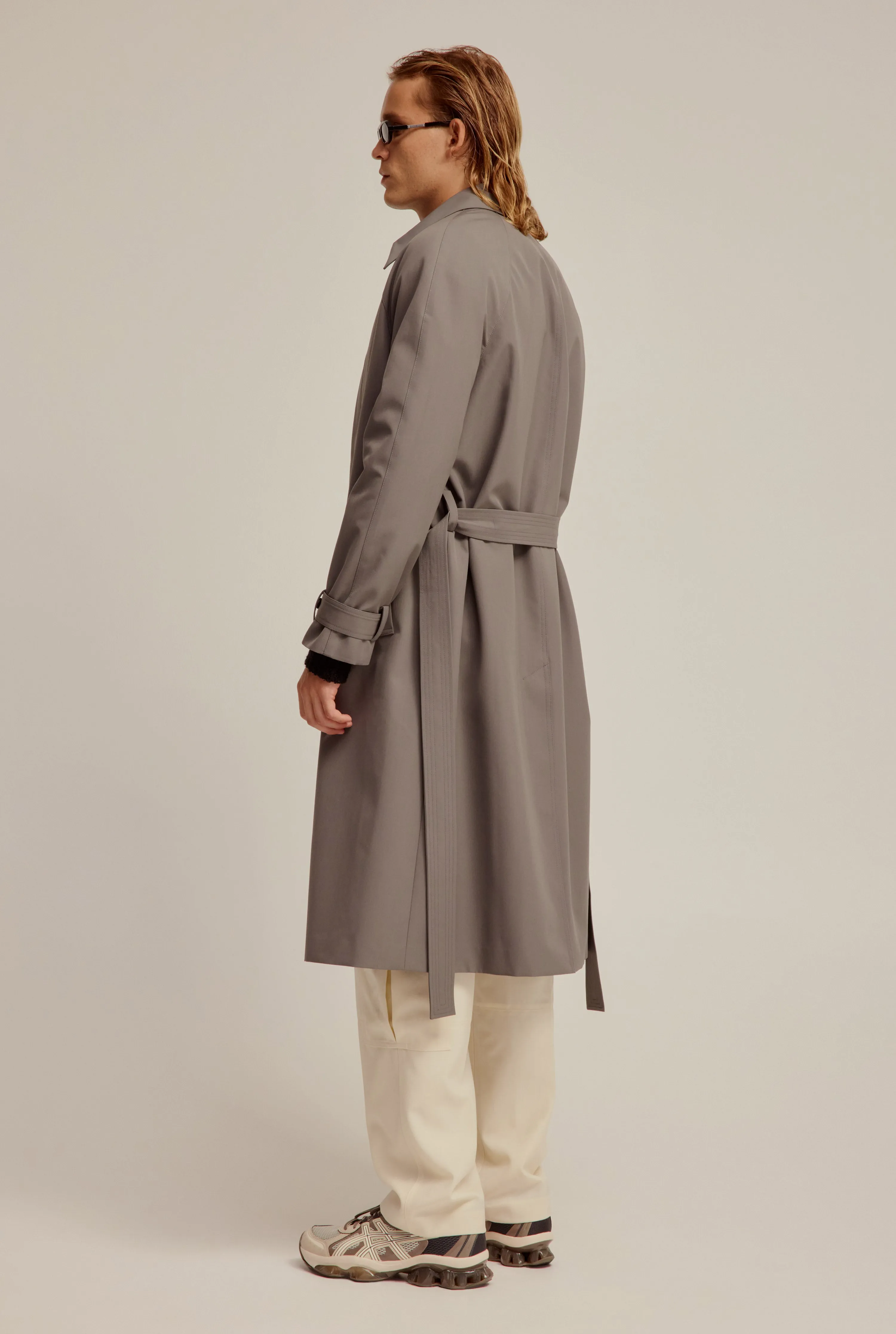 Relaxed Wool Silk Trench Coat - Gunmetal