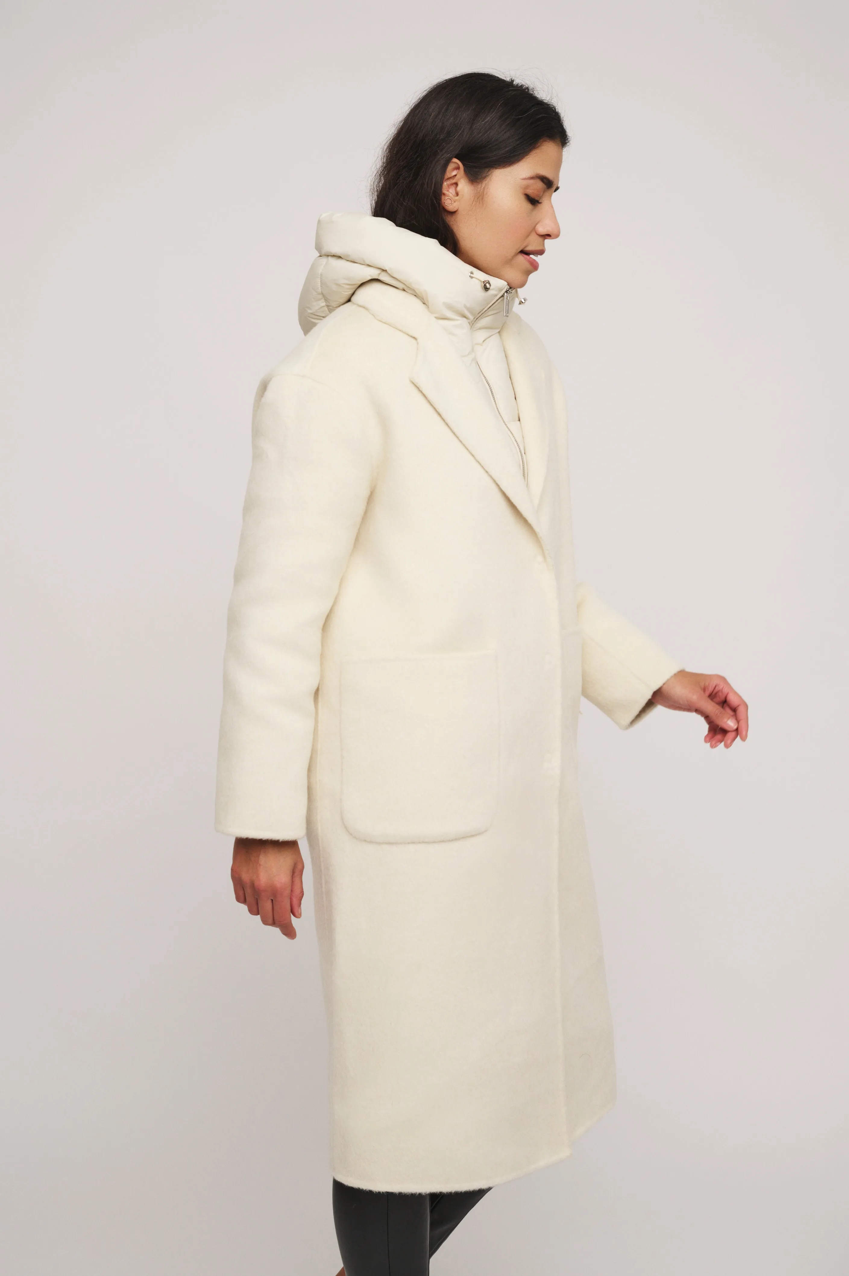 Reni 2 in 1 Birch Wool Coat with removable Down Jacket