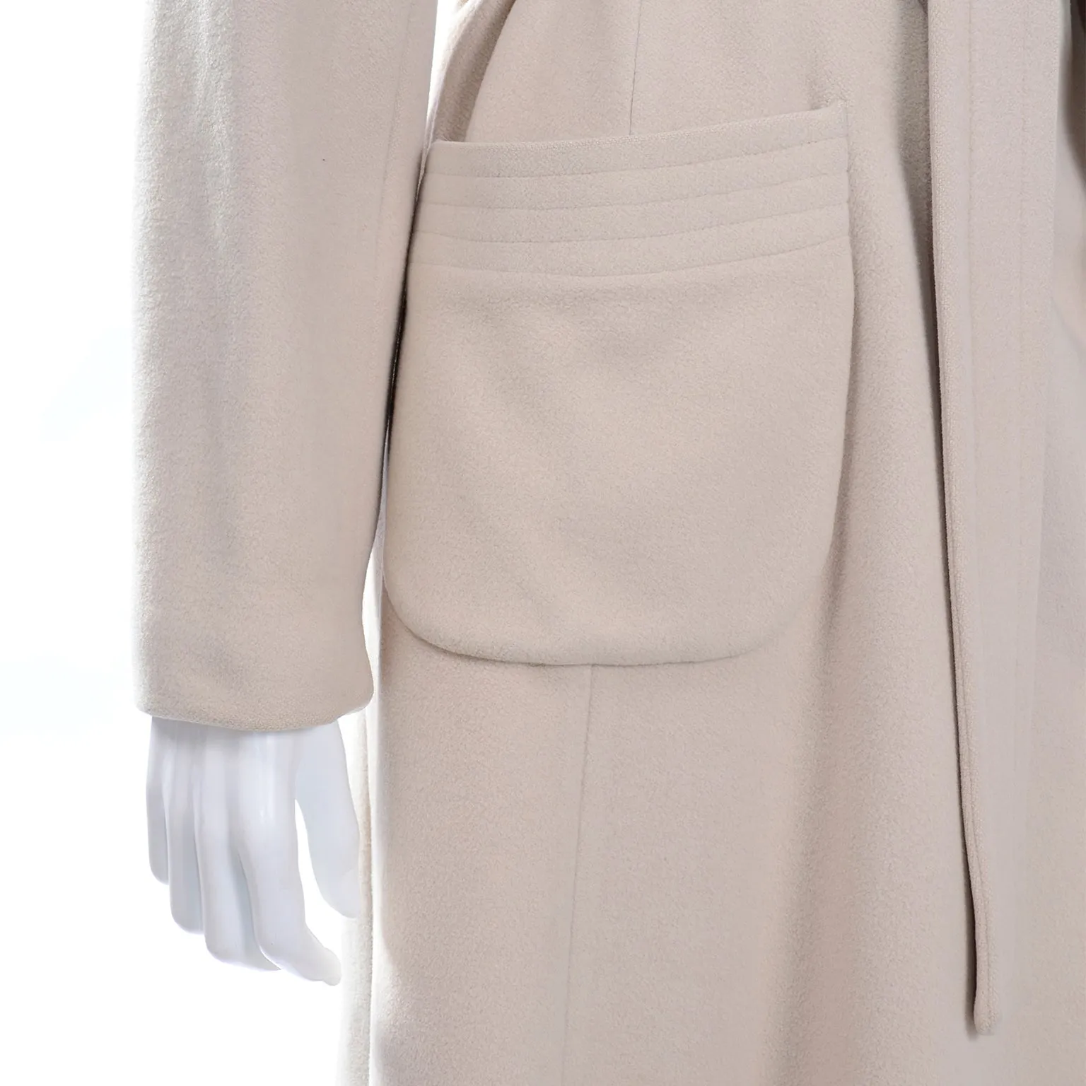 RESERVED // Vintage 100% Cashmere Cream Coat With Pockets and Sash Belt