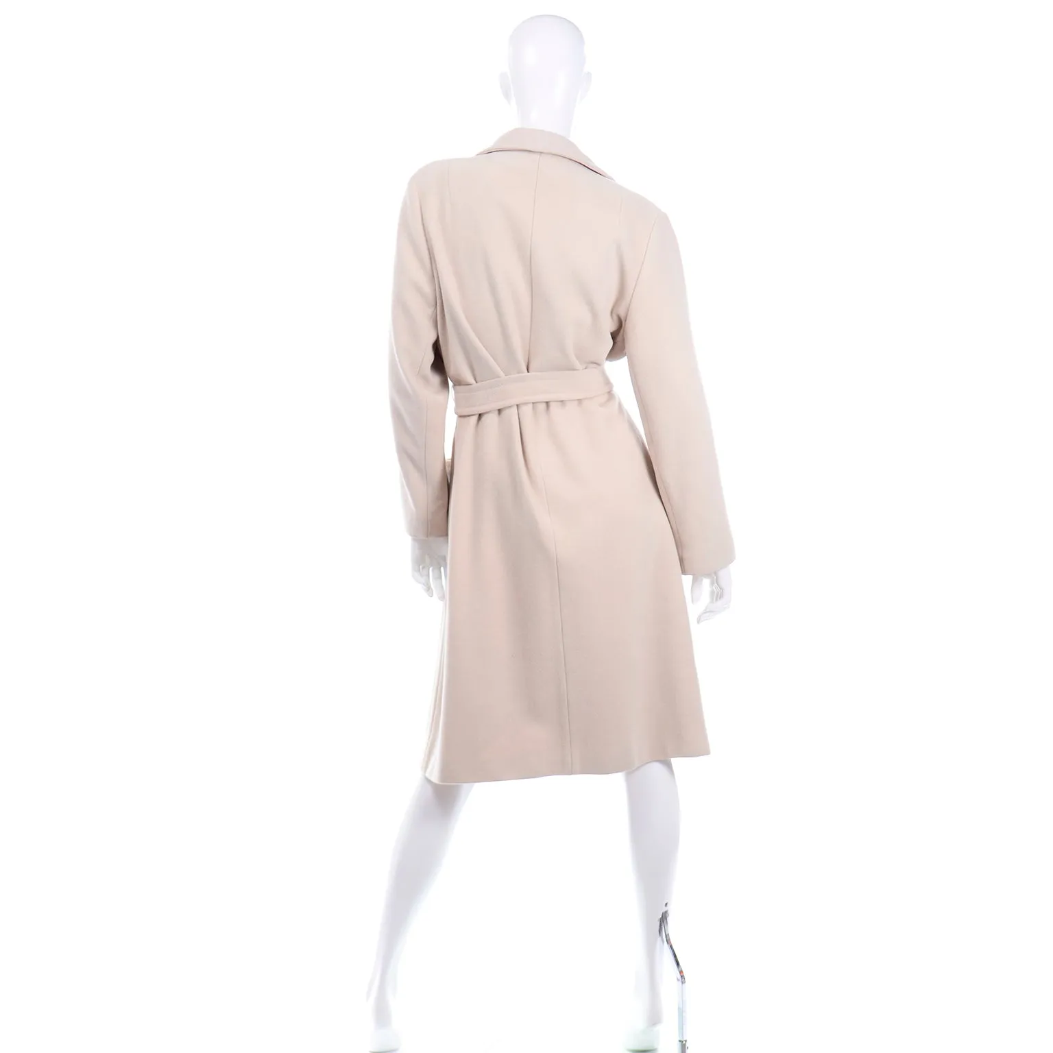 RESERVED // Vintage 100% Cashmere Cream Coat With Pockets and Sash Belt