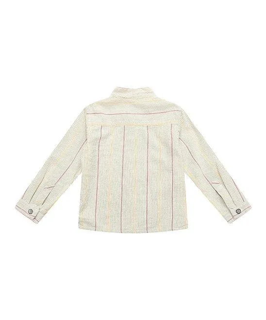 Richie House Grey Stripe Button-Front Younger Boys Shirt