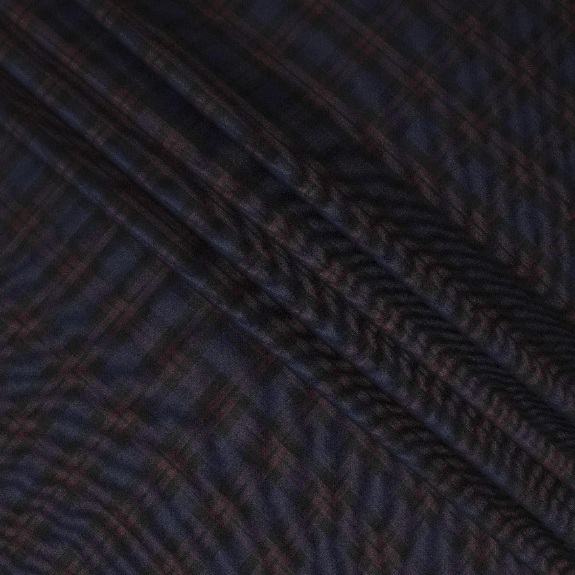 Royal blue Premium English Super 120's all wool suiting fabric with burgundy brown and black checks design-D11420