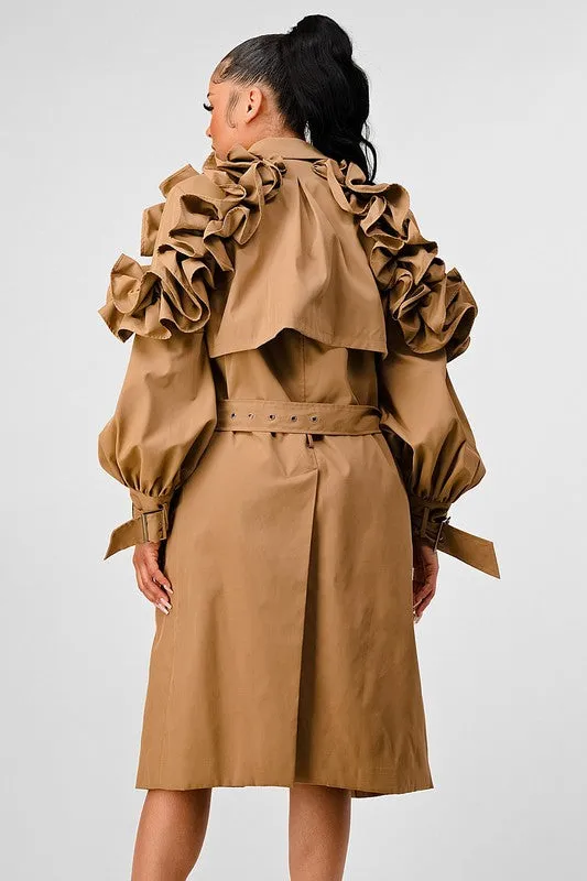 Sandline Floral Sleeve Trench Coat