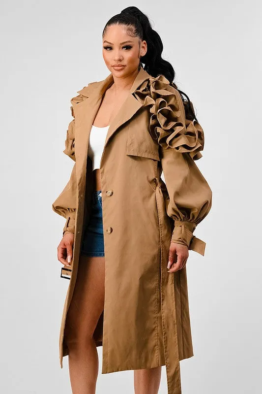 Sandline Floral Sleeve Trench Coat