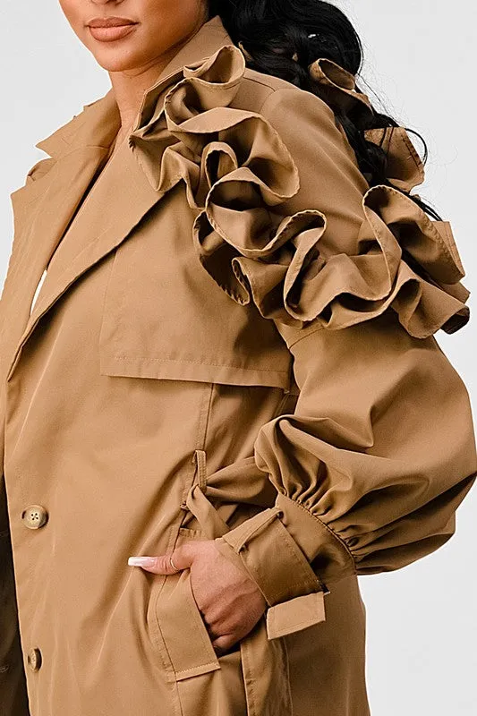 Sandline Floral Sleeve Trench Coat