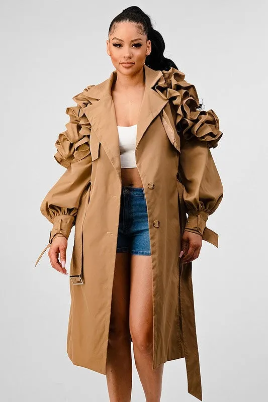 Sandline Floral Sleeve Trench Coat