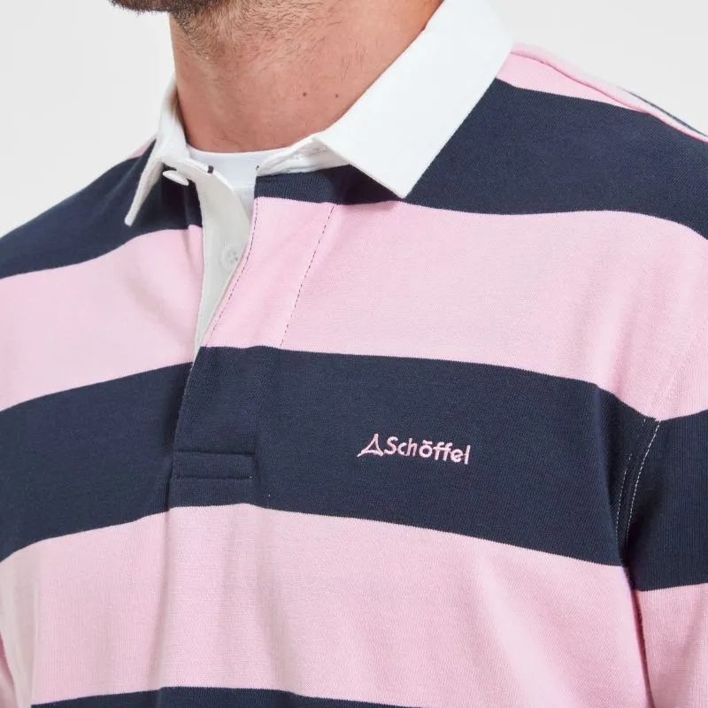 Schoffel St Mawes Mens Rugby Shirt - Navy/Pink Stripe