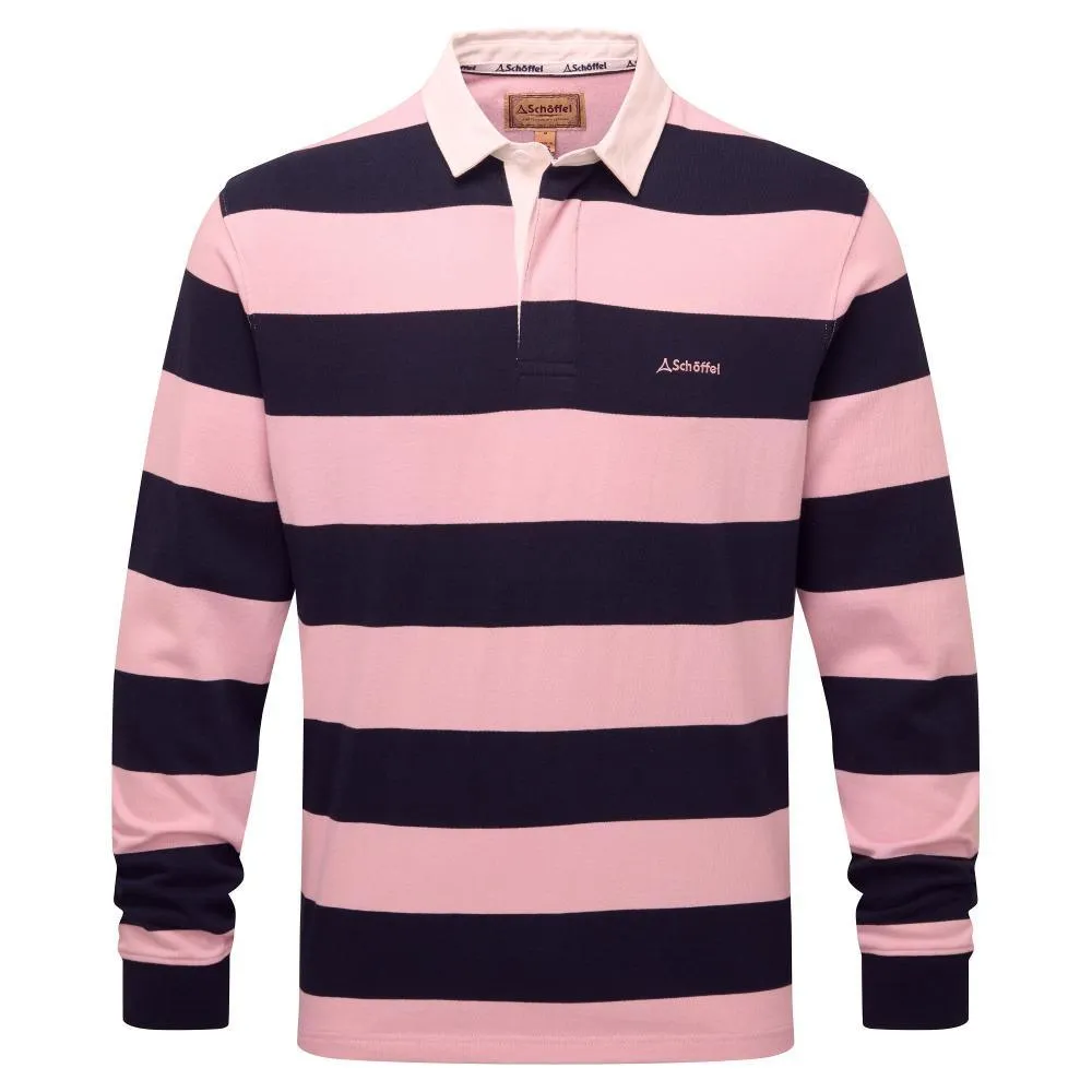 Schoffel St Mawes Mens Rugby Shirt - Navy/Pink Stripe