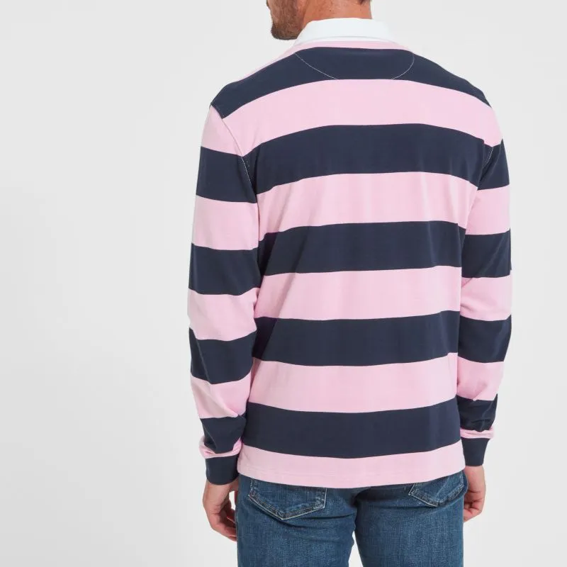 Schoffel St Mawes Mens Rugby Shirt - Navy/Pink Stripe