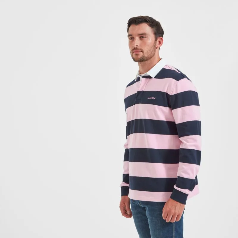 Schoffel St Mawes Mens Rugby Shirt - Navy/Pink Stripe