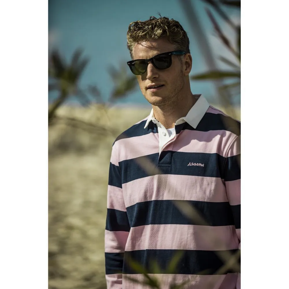 Schoffel St Mawes Mens Rugby Shirt - Navy/Pink Stripe