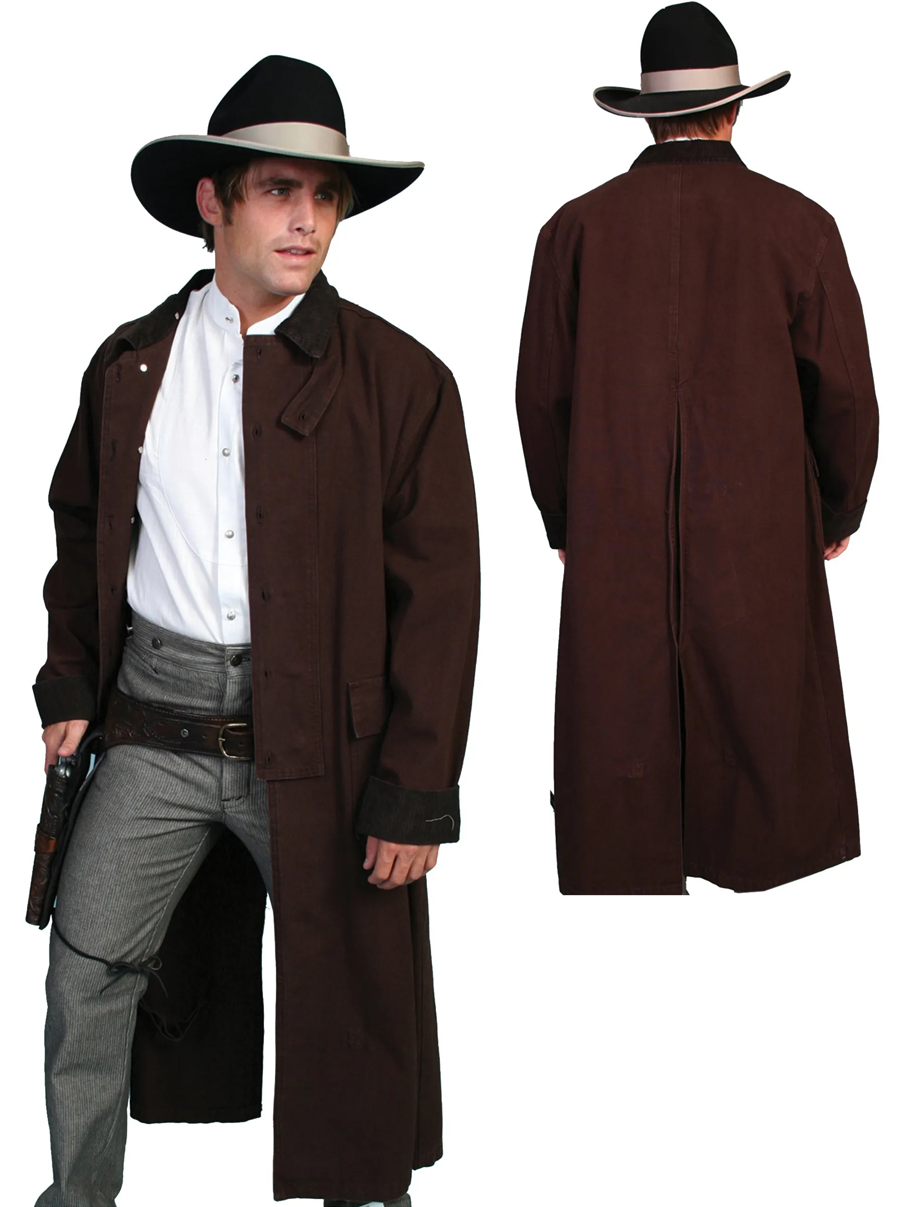 Scully RangeWear Mens Walnut 100% Cotton Long Overcoat Duster Coat XL