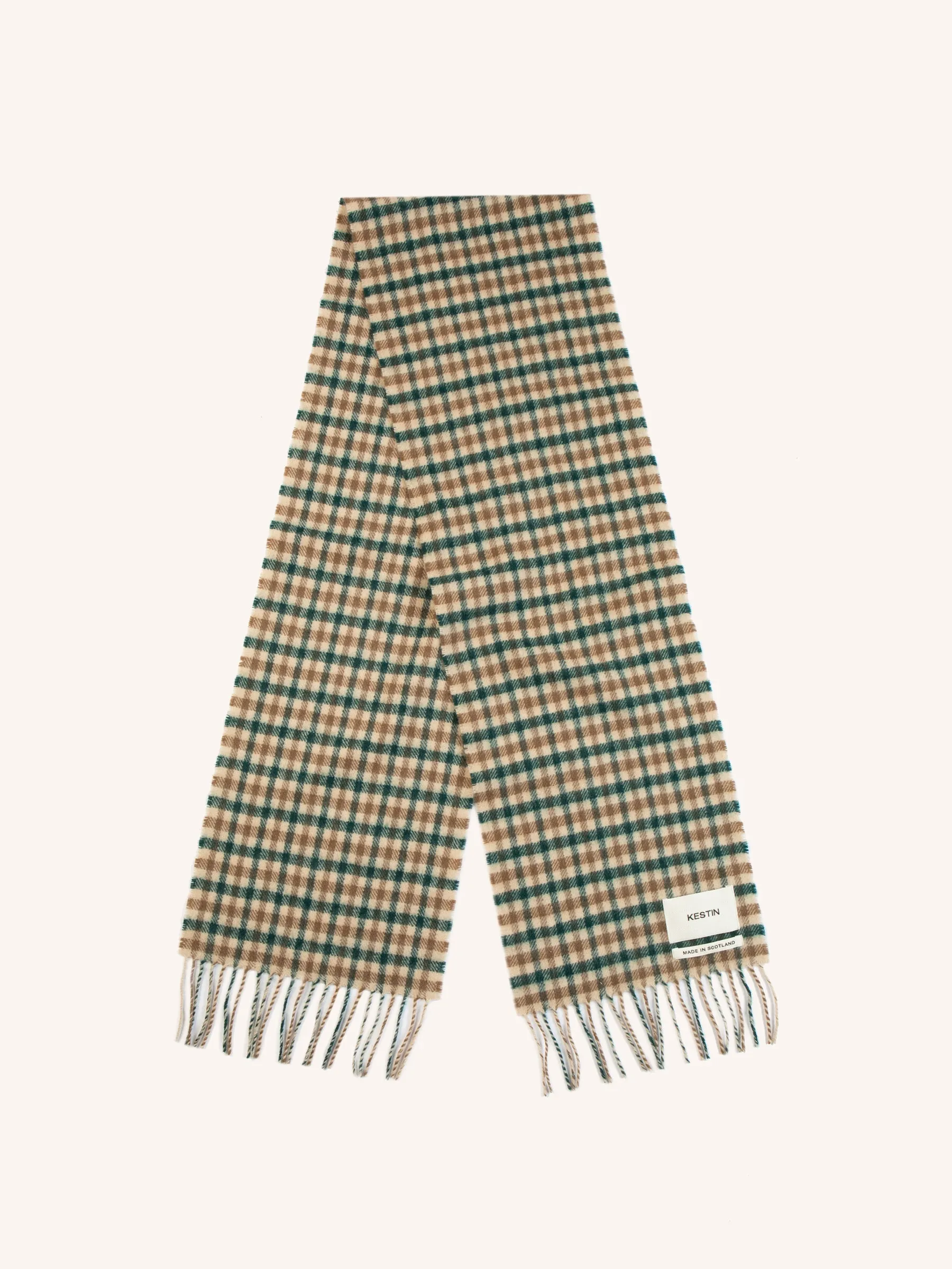 Selkirk Scarf in Pine / Tan Check Lambswool