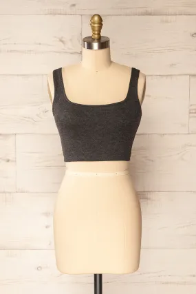 Seoul Charcoal | Cropped Ribbed Cami Top