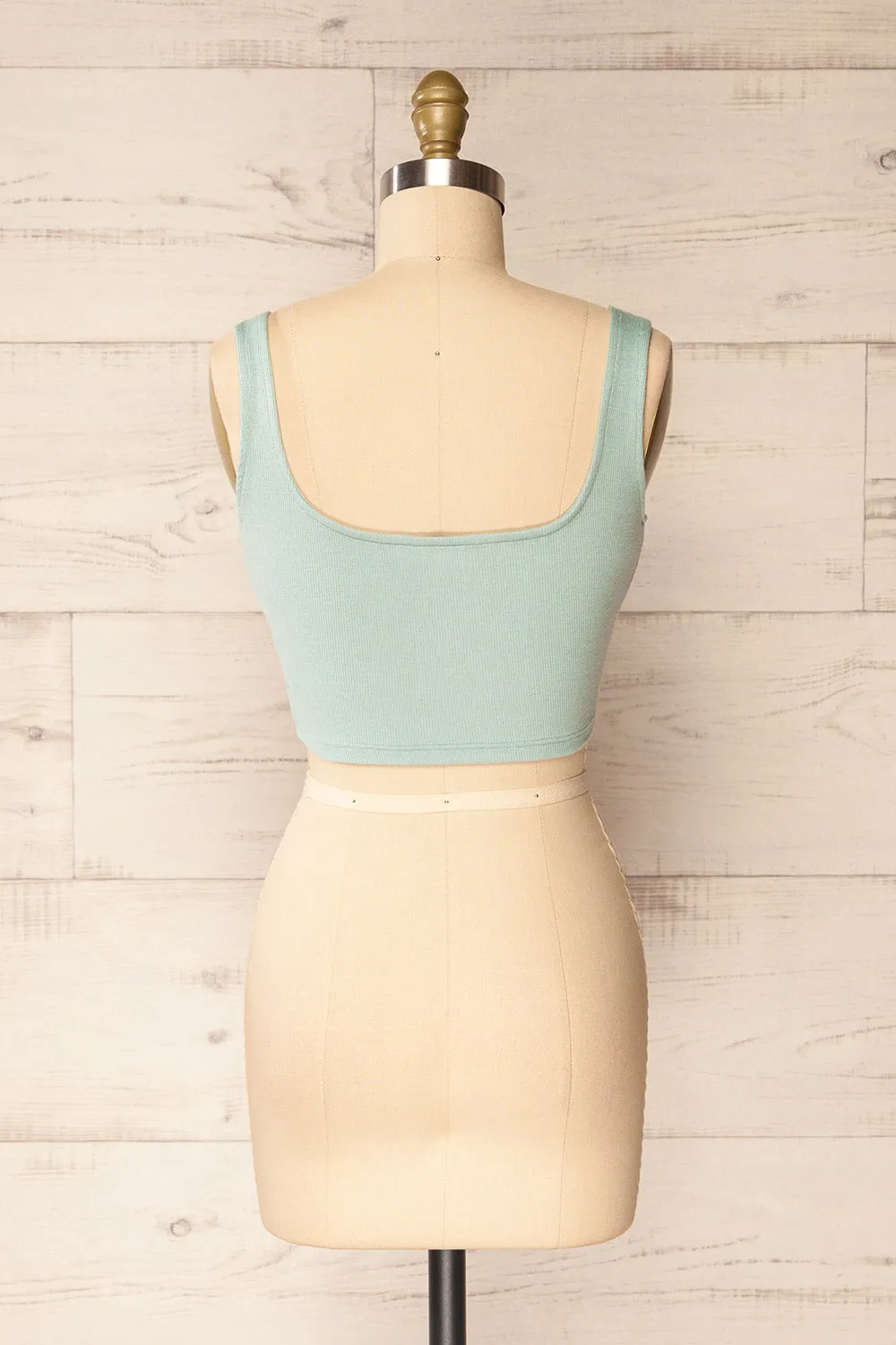 Seoul Sage | Cropped Ribbed Cami Top