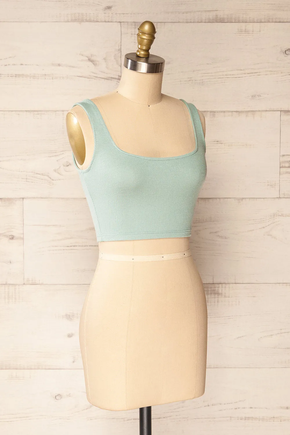 Seoul Sage | Cropped Ribbed Cami Top