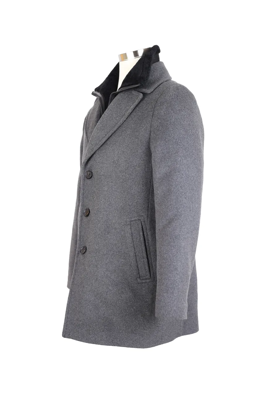 Shearling Collar Padded Dress Coat