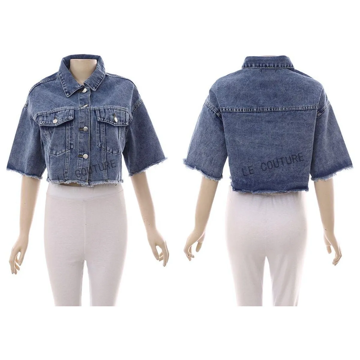 Short Sleeve Cropped Denim Jacket