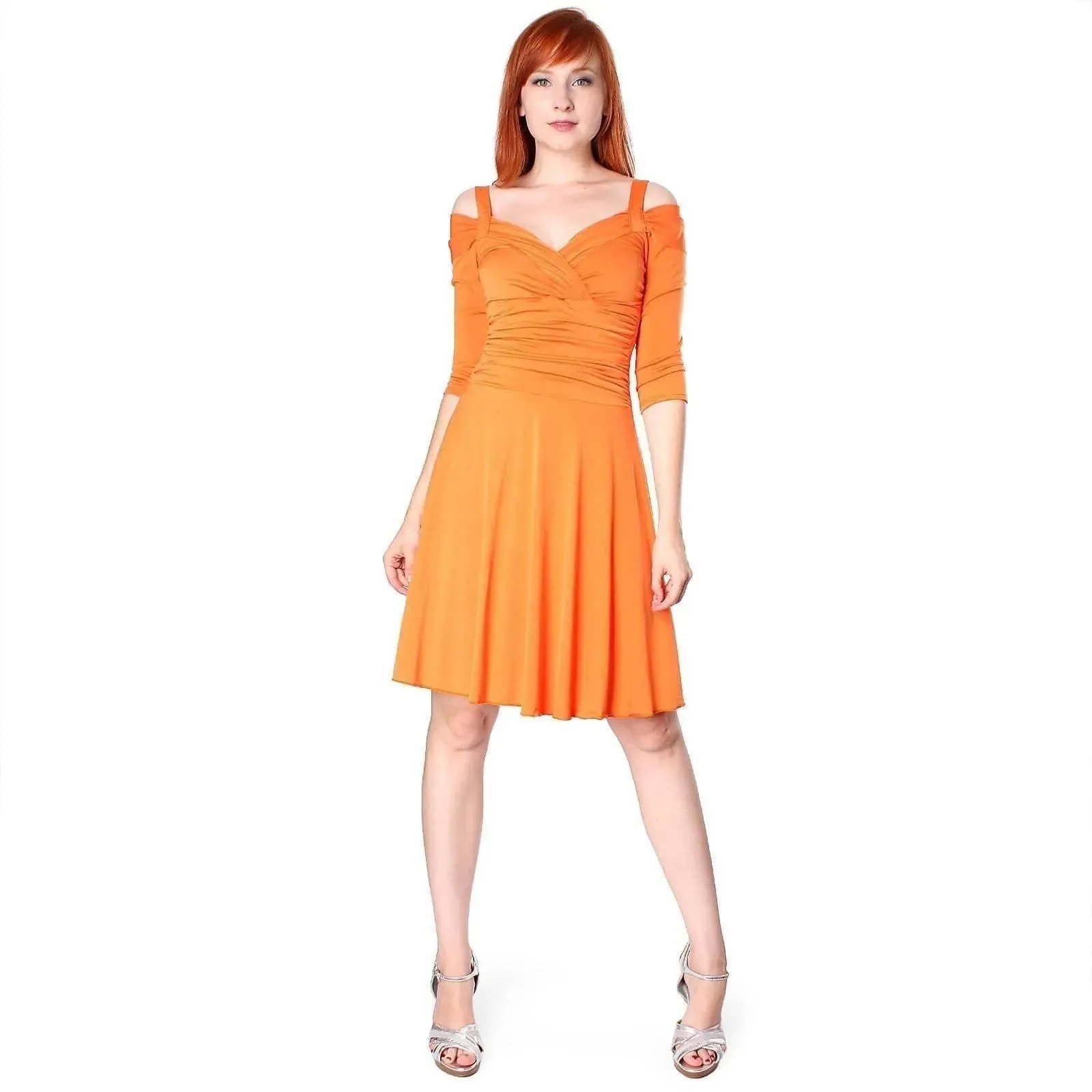 Slip On Short Flattering and Slimming Cocktail Dress