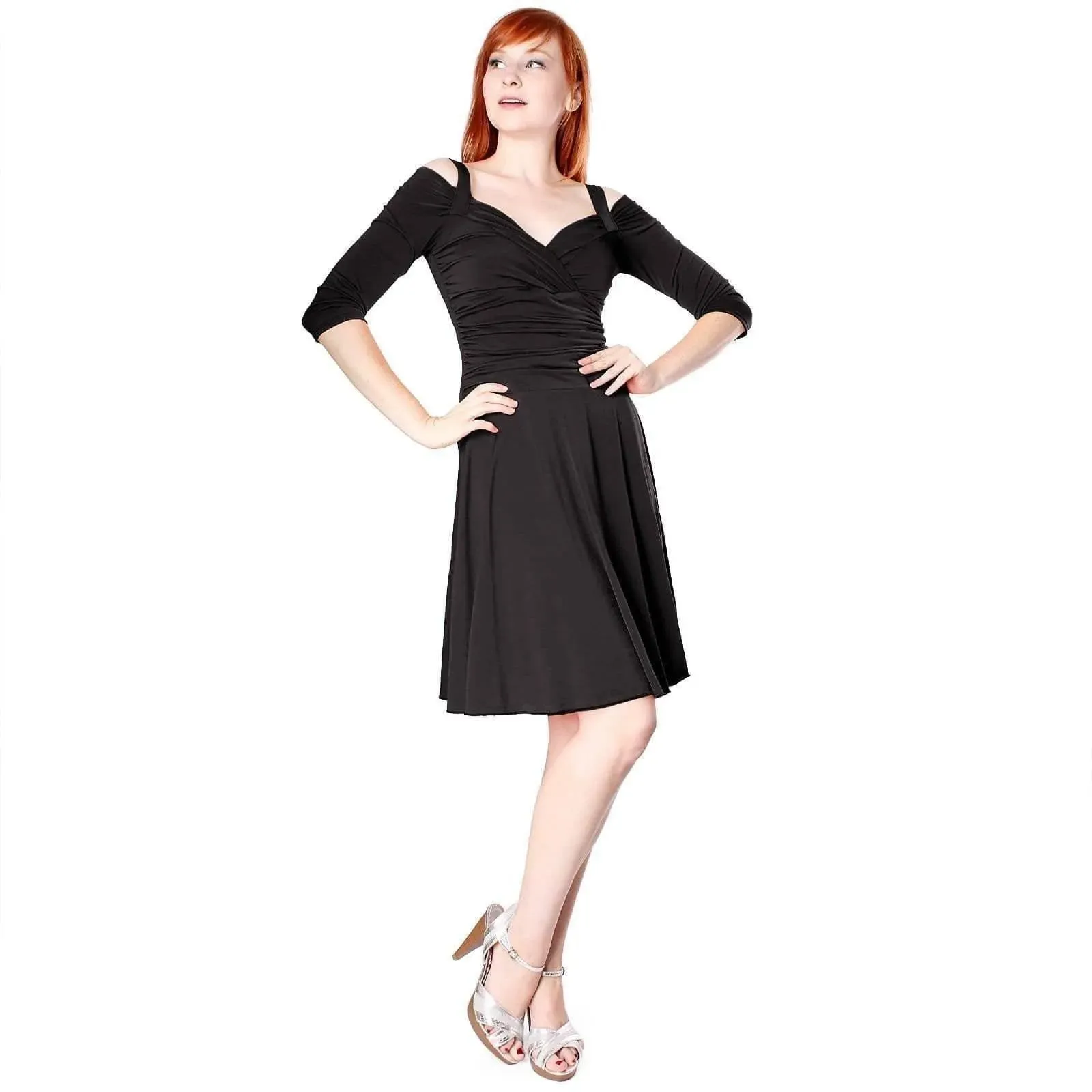 Slip On Short Flattering and Slimming Cocktail Dress