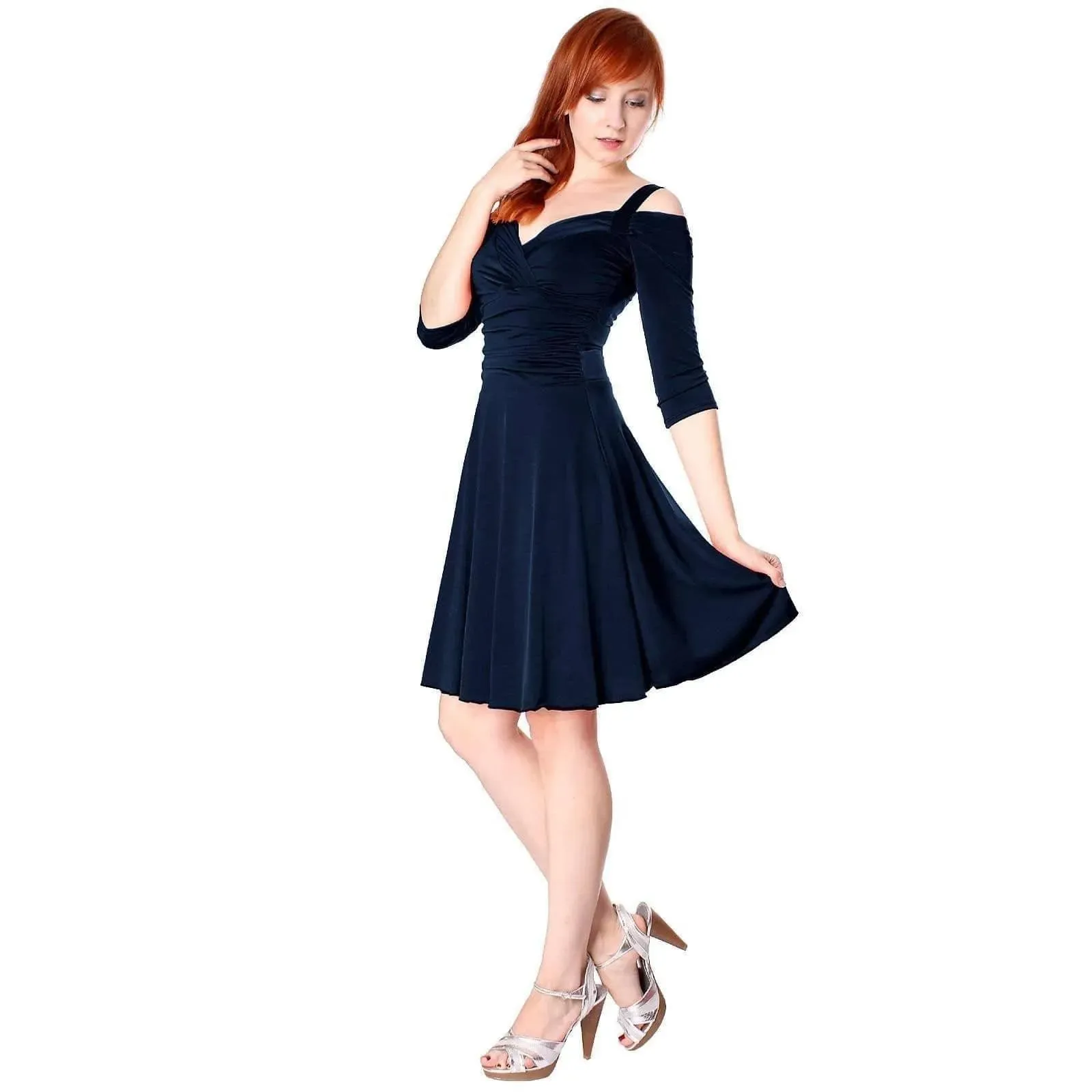 Slip On Short Flattering and Slimming Cocktail Dress