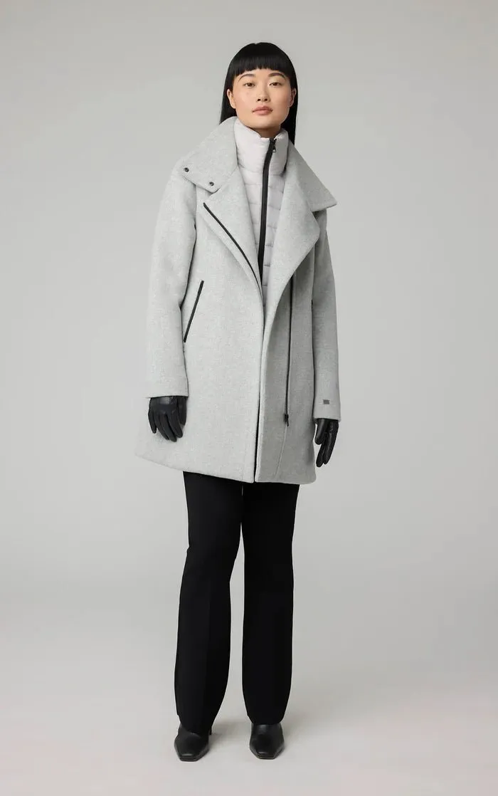 SOIA&KYO ABBI - Straight-Fit Mixed Media Wool Coat With Removable Bib