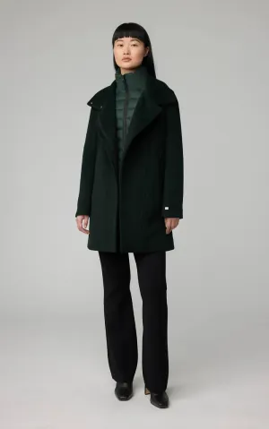 SOIA&KYO ABBI - Straight-Fit Mixed Media Wool Coat With Removable Bib