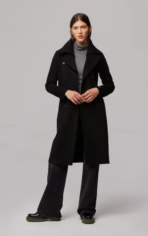 SOIA&KYO ANNA - Double-face wool coat with detachable chunky knit collar