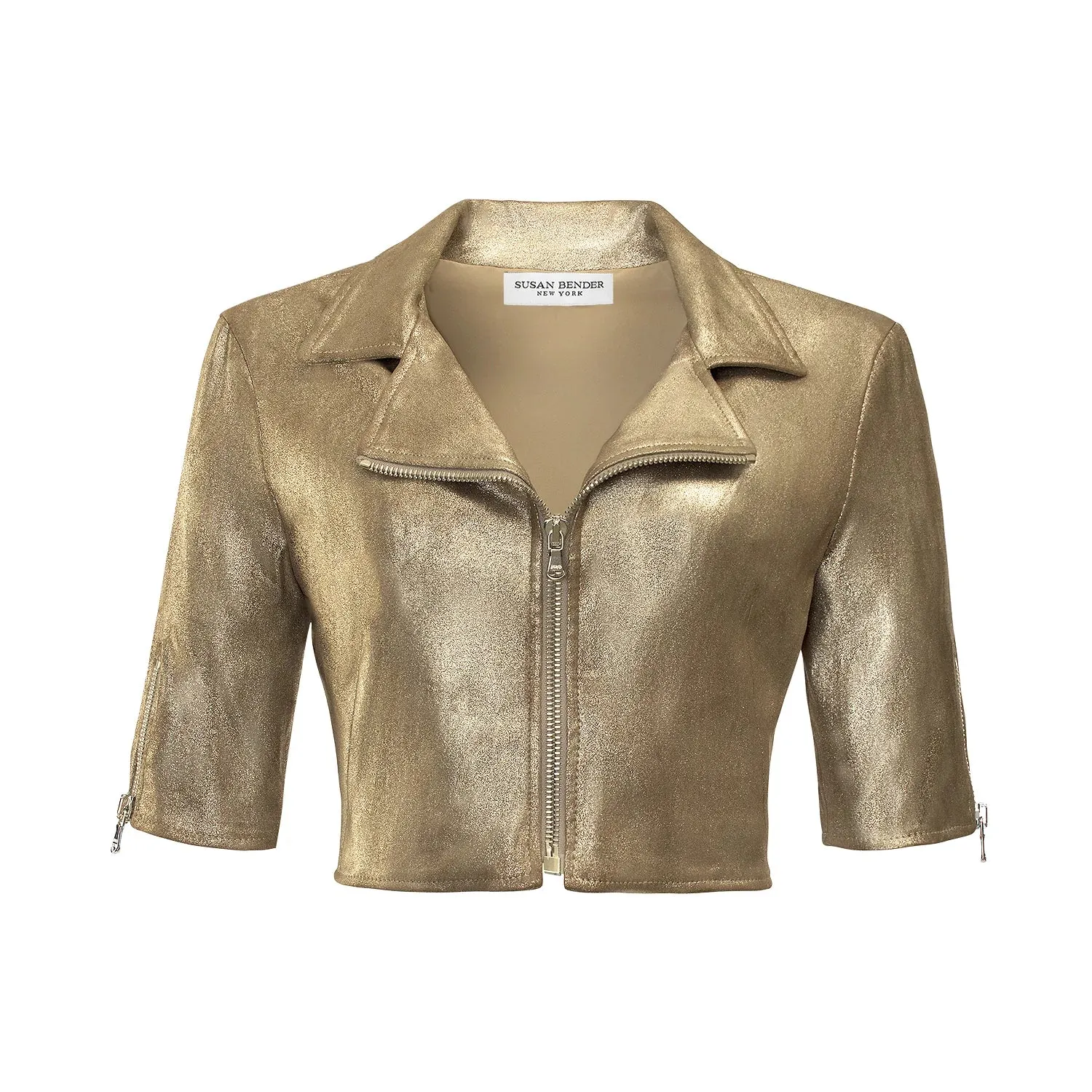 Susan Bender SHORT SLEEVE MOTO Jacket - Prosecco